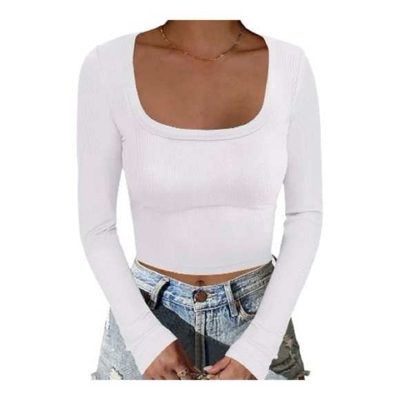 NWT-OQQ-TWO RIBBED LONG SLEEVE TOPS - Picture 7 of 10